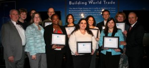 From Left to Right (back row): Jeff Crowther, Kathleen Cashin, Jennifer Adams (mostly hidden), Raymond Pultinas, Desiree LaFontaine, Shari Bowes, Robert Sandler, Lisa McGinn and Lee Ielpi (front row): Wendy Cox, Lesley Ayers, Rachel Rowley, Trish Rooney Winners of the 2013 Teacher Awards