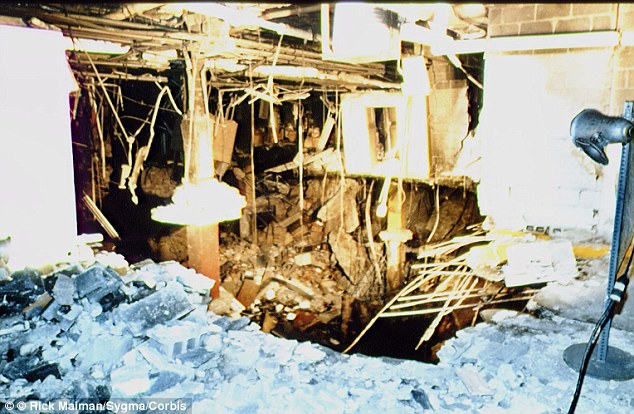Damage: This is the hole that was blown in the basement of the World Trade Center by the truck bomb Yousef detonated