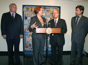 Christine Quinn speaks at the opening of Tiles of Remembrance