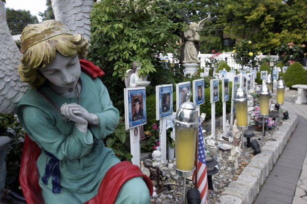 Angel statues keep watch over the Angels' Circle memorial in Grasmere. (Staten Island Advance/Bill Lyons)