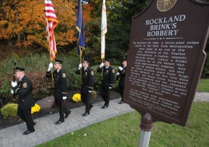 The Clarkstown Police Honor Guard presents the colors during the 31st annual Brinks robbery memorial ceremony in Nyack Oct. 20, 2012. (Photo: Peter Carr/The Journal News)