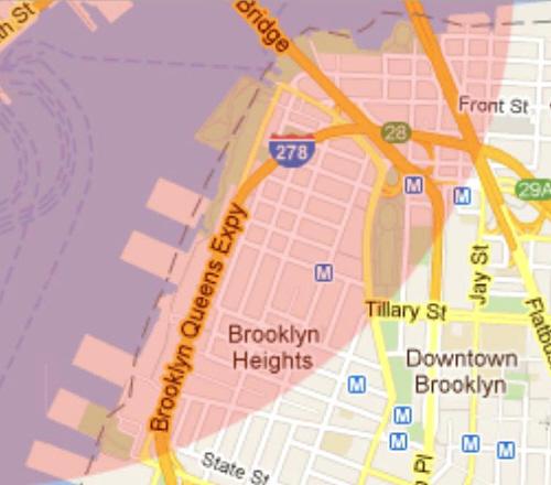Sections of Brooklyn Heights and DUMBO are included in a government program for people who get sick as a result of the 9/11 terror attacks. Map: CDC