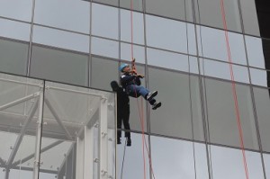 Commissioner Sal Cassano rappels for cancer research