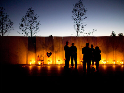 Family members gather in a candlelight vigil at the Flight 93 National Memorial in Shanksville, Pa. (Laurence Kesterson,  The Inquirer) 