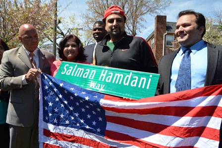 Salman Hamdani is honored with a street co-naming of 204th Street in Bayside where he grew up. Photo by Liam La Guerre