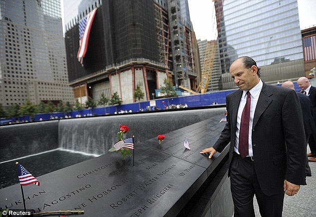 Paying tribute: On September 11, 2001, Lutnick (pictured at the 9/11 memorial) lost 658 employees at the financial firm in the terror attacks. The firm was based in the World Trade Center's North Tower.