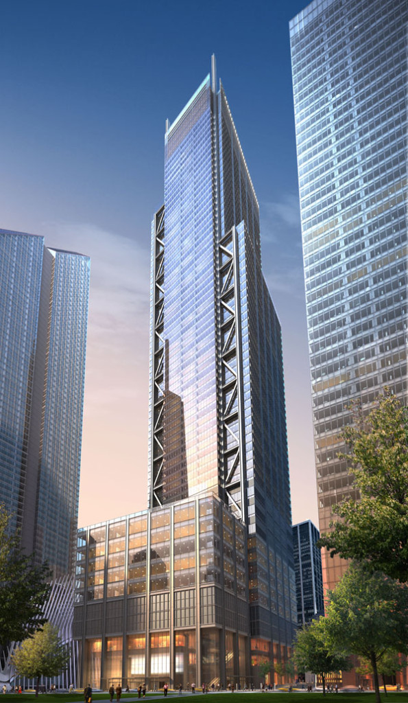 Rendering of 3 World Trade Center designed by Richard Rogers. Image courtesy of Silverstein Properties, Inc.