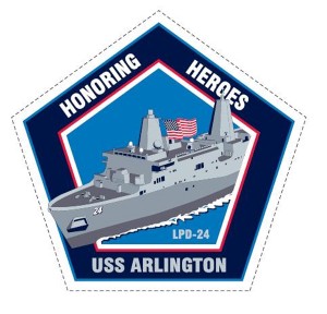 This decal is being used by the committee soliciting support for the future U.S. Navy ship USS Arlington, which is slated for commissioning next year.