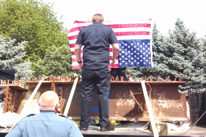 Relics from the Twin Towers include a beam given to Woolwich Township, NJ for a garden. Photo NY Post