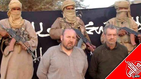 AQIM released pictures of Mr Verdon (R) with fellow captive Serge Lazarevic