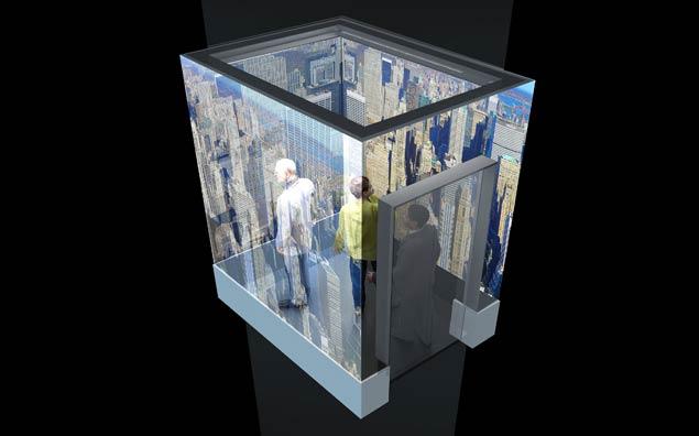 Port Authority Skypod elevators will whisk people to the 100th floor in 60 seconds. A multimiedia presentation is part of the ride.