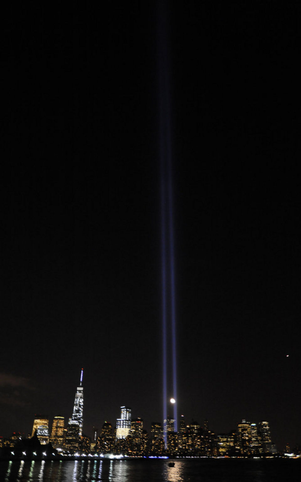 A look at the World Trade Center Lights on the 13th anniversary of 9/11 from Liberty State Park in Jersey City. Matt Gade The Jersey Journal