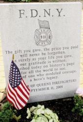 One of the monuments to fallen members of the FDNY at St. Michael’s Cemetery.