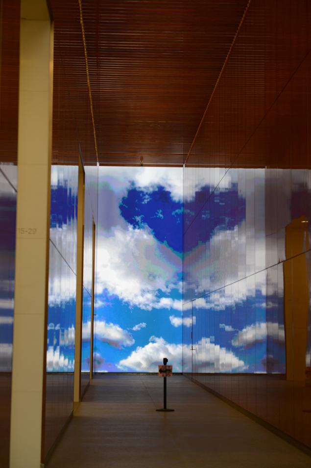 A video installation by Thinc of a bright blue sky pays homage to World Trade Center. Enid Alvarez/New York Daily News