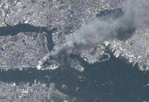 9/11 smoke plume over Brooklyn. From International Space Station