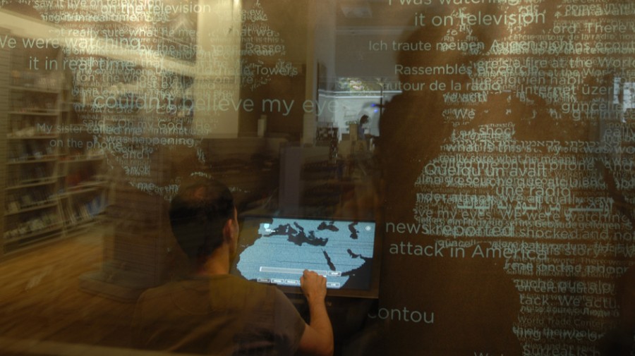 Visitor to museum uses technology Image credits: Local Projects, 9/11 Museum Site