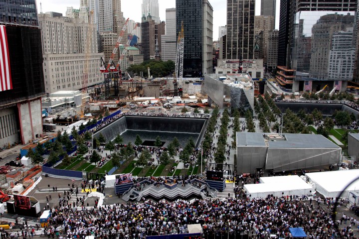 A ceremony marks the 10th anniversary of the attacks at the September 11 Memorial in 2011. Photo: AP