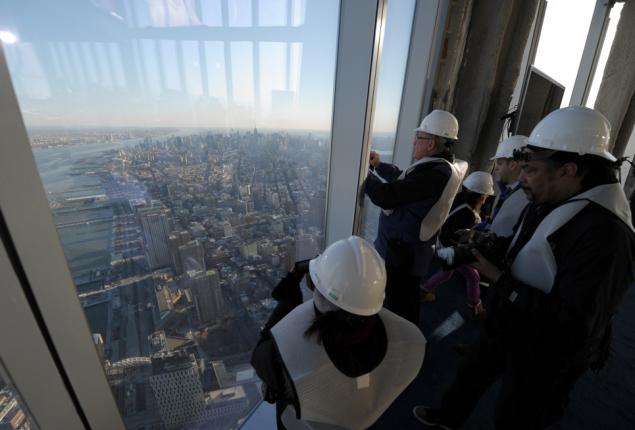 Officials showed off the new “top of the world,” the One World Observatory atop the One World Trade Center tower. Stan Honda/Afp/Getty Images